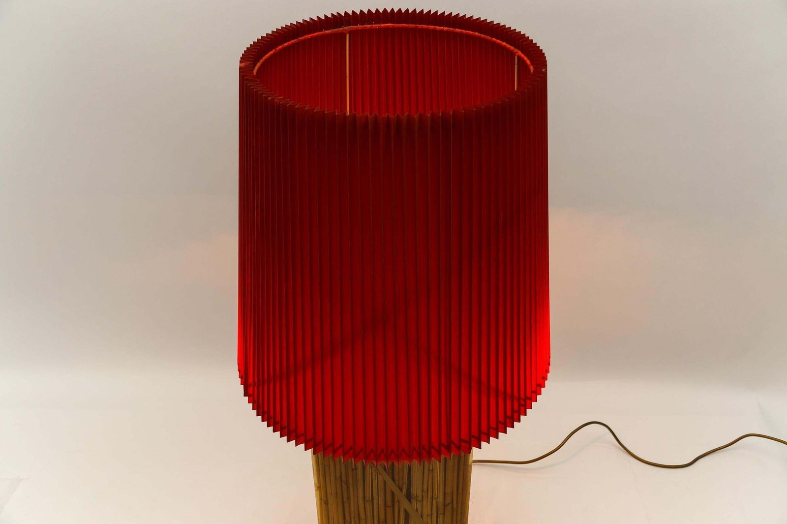 Large Riccardo Marzi Bamboo Resin Table Lamp, 1970s Italy photo buy