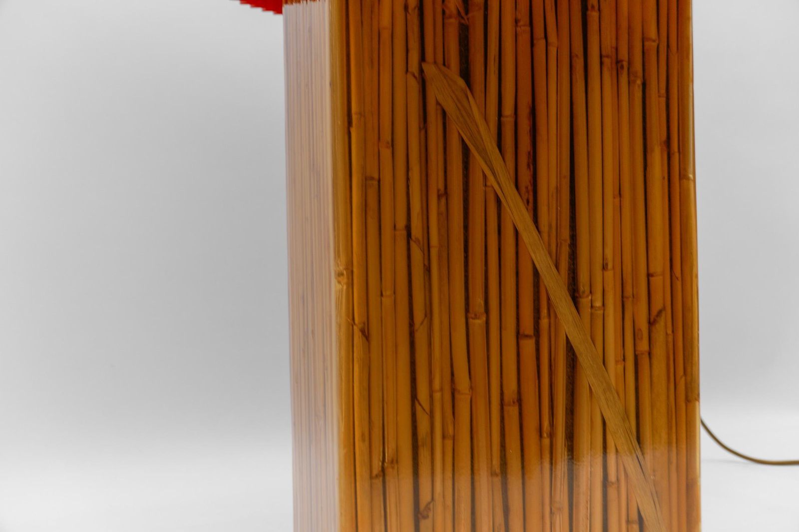 Lighting Large Riccardo Marzi Bamboo Resin Table Lamp, 1970s Italy photo