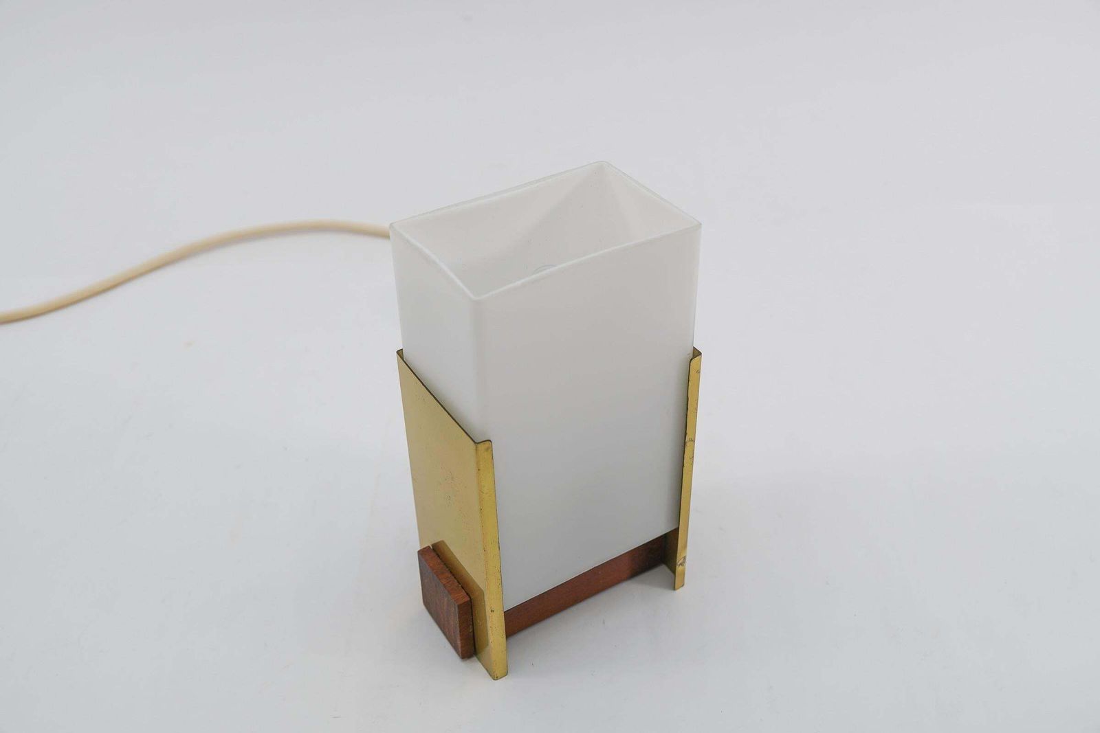 Scandinavian Table Lamp Made In Teak, Opal Glass And Brass, 1960s photo furniture