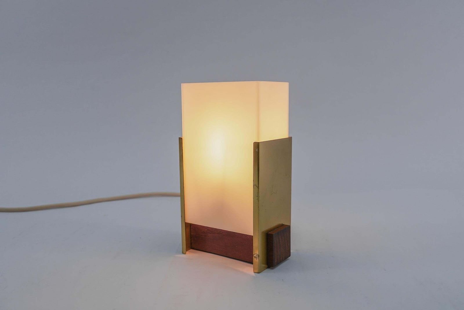 Scandinavian Table Lamp Made In Teak, Opal Glass And Brass, 1960s photo 807.0