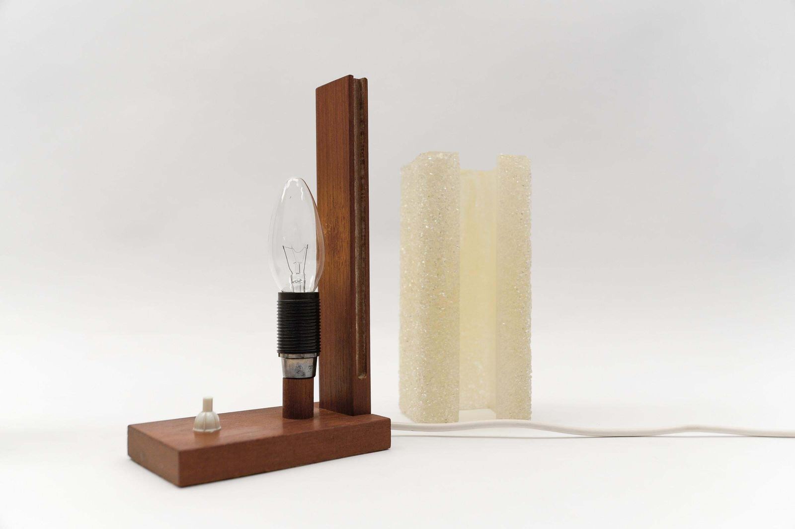 A Pair Of Scandinavian Table Lamps Made In Teak And Acrylic Granulate, 1960s photo buy