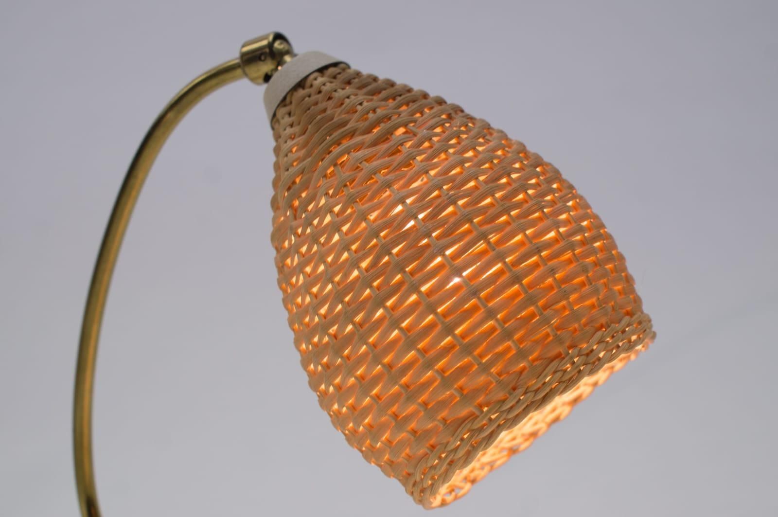 Pair Of Lovely Brass And Wicker Table Lamps From The 1950s, Austria photo buy