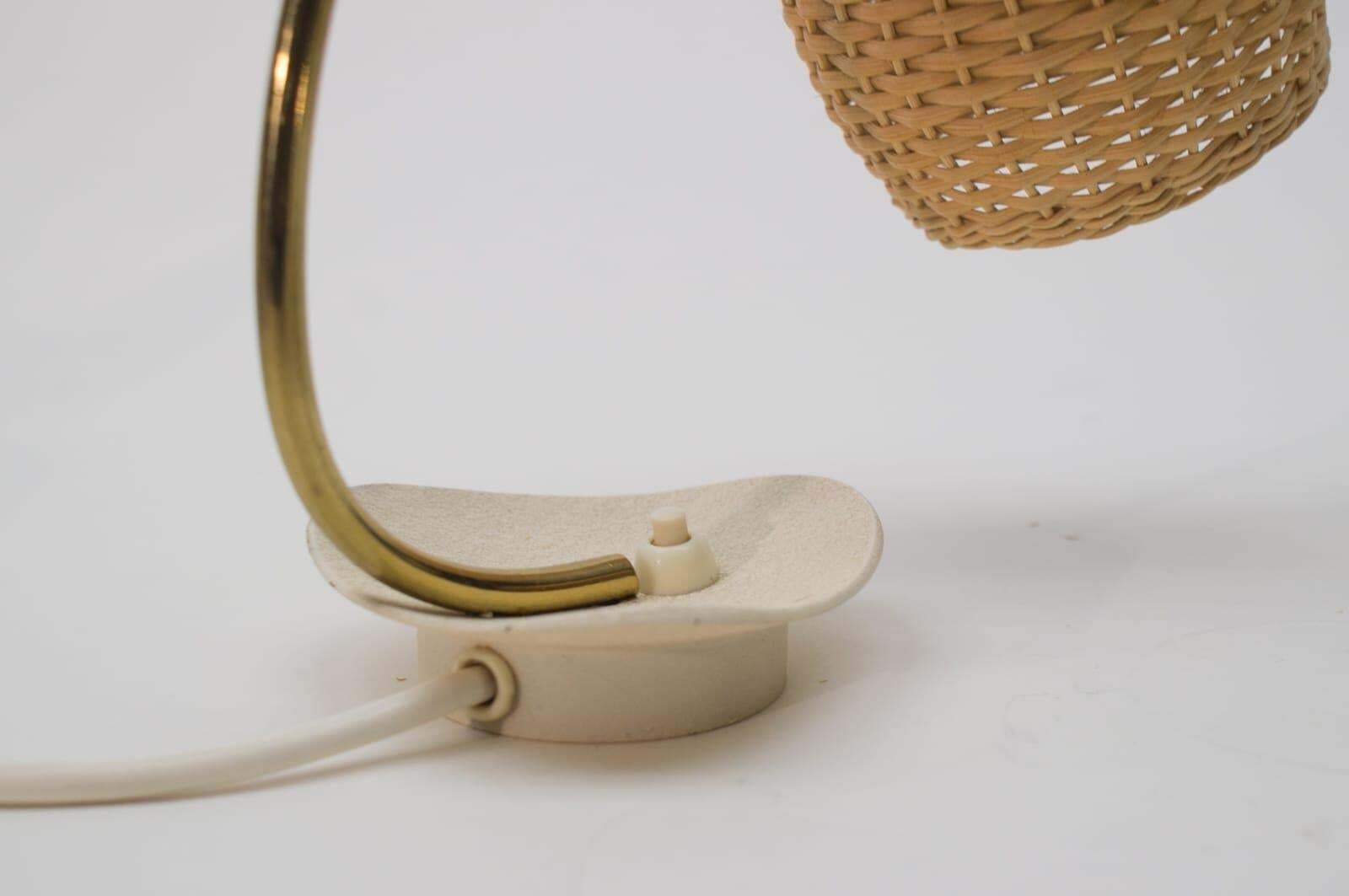 1019.0 Pair Of Lovely Brass And Wicker Table Lamps From The 1950s, Austria photo