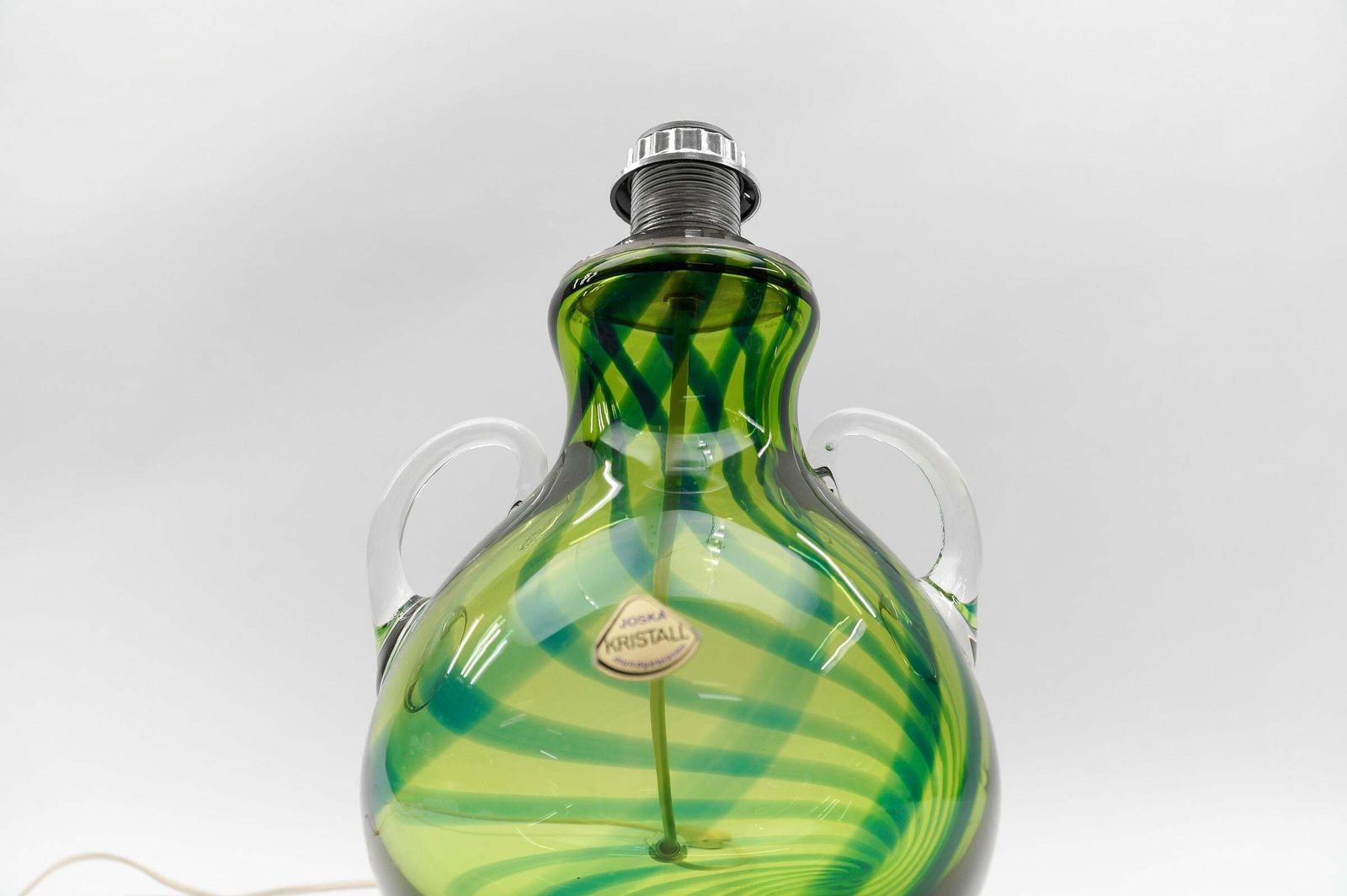 Lighting Pair Heavy Mid Century Modern Handblown Glass Table Lamp By Joska, 1970s Germany photo
