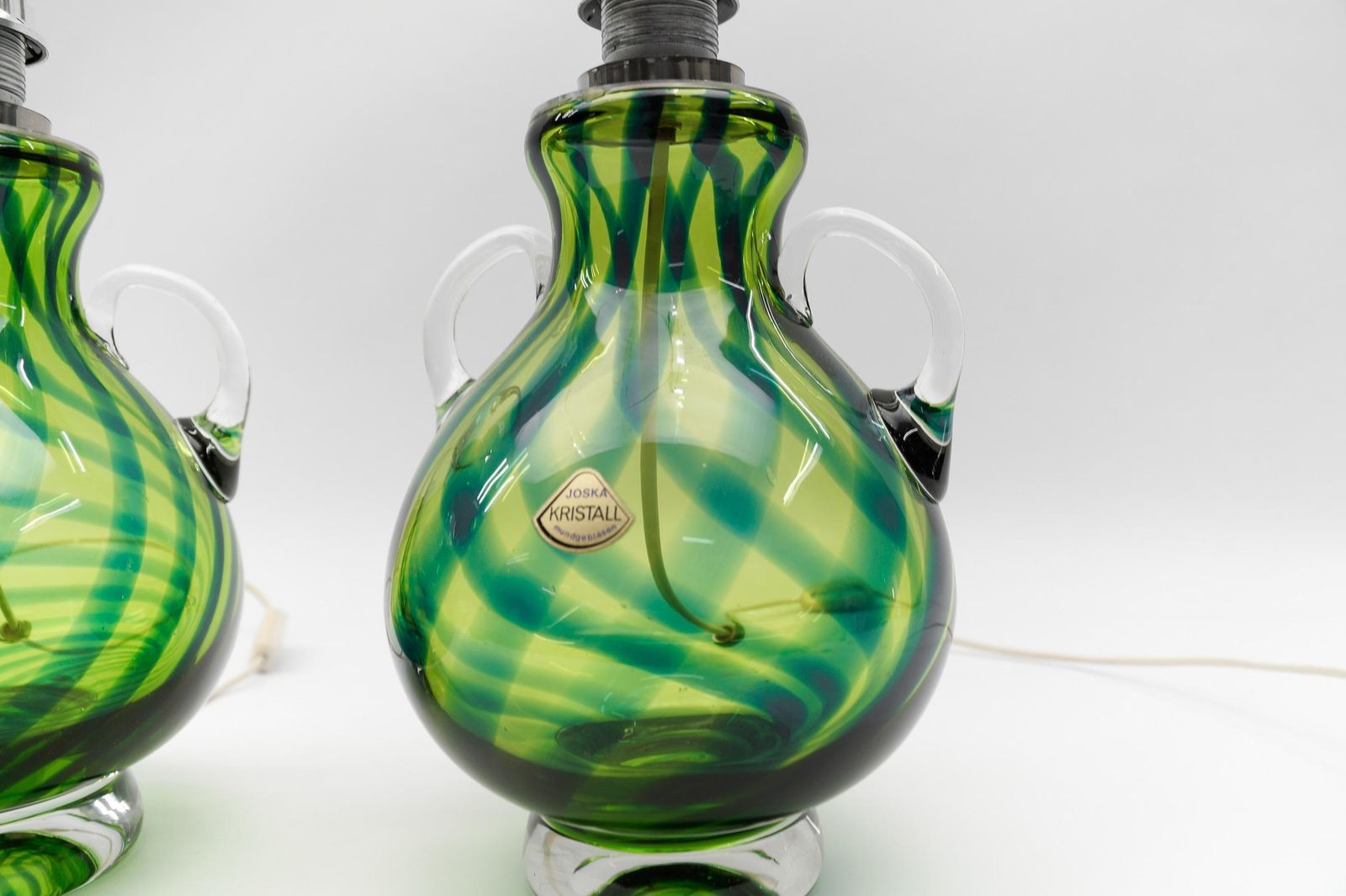 photo buy Pair Heavy Mid Century Modern Handblown Glass Table Lamp By Joska, 1970s Germany