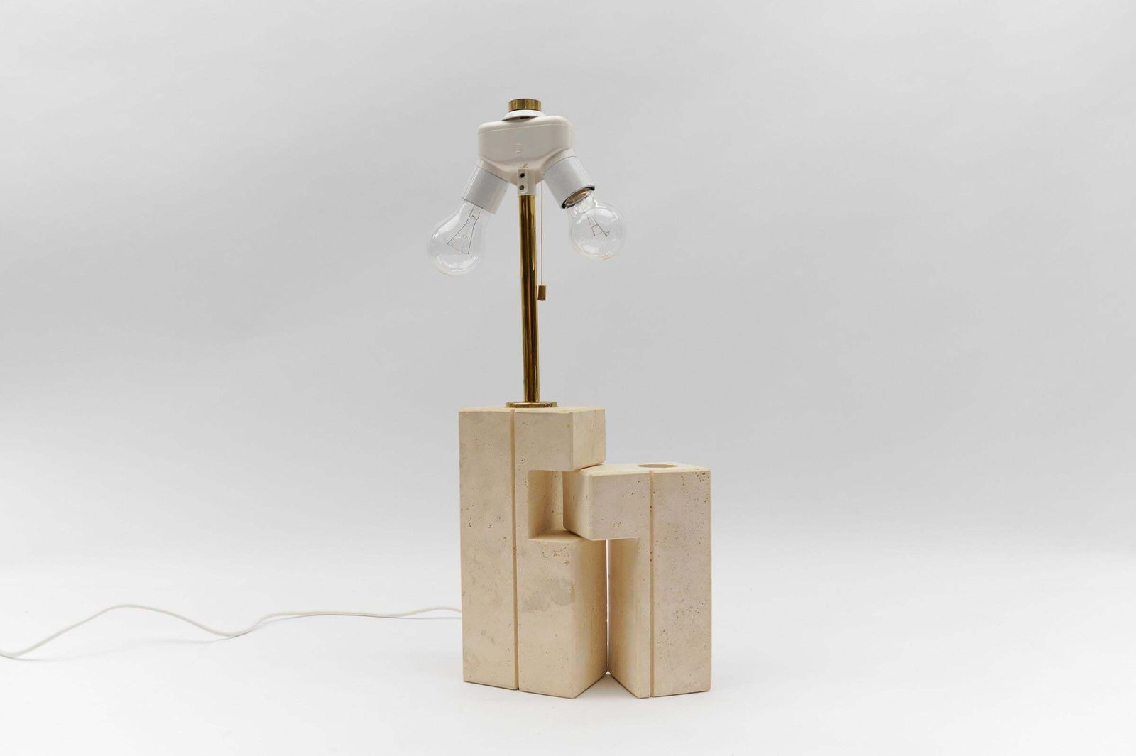 Lovely Travertine Table Lamp By Giuliano Cesari For Nucleo Sormani, 1960s, Italy photo furniture