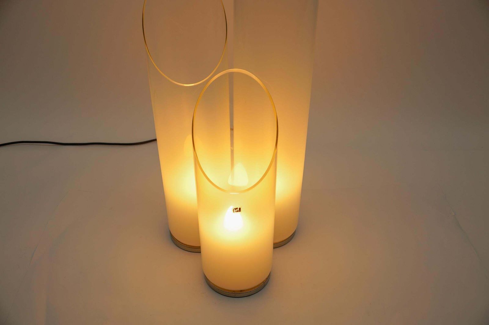 photo for sale Carlo Nason “Mazzega” Table Lamp Metal Chrome Murano Glass 1970 Italy.  Rare Car