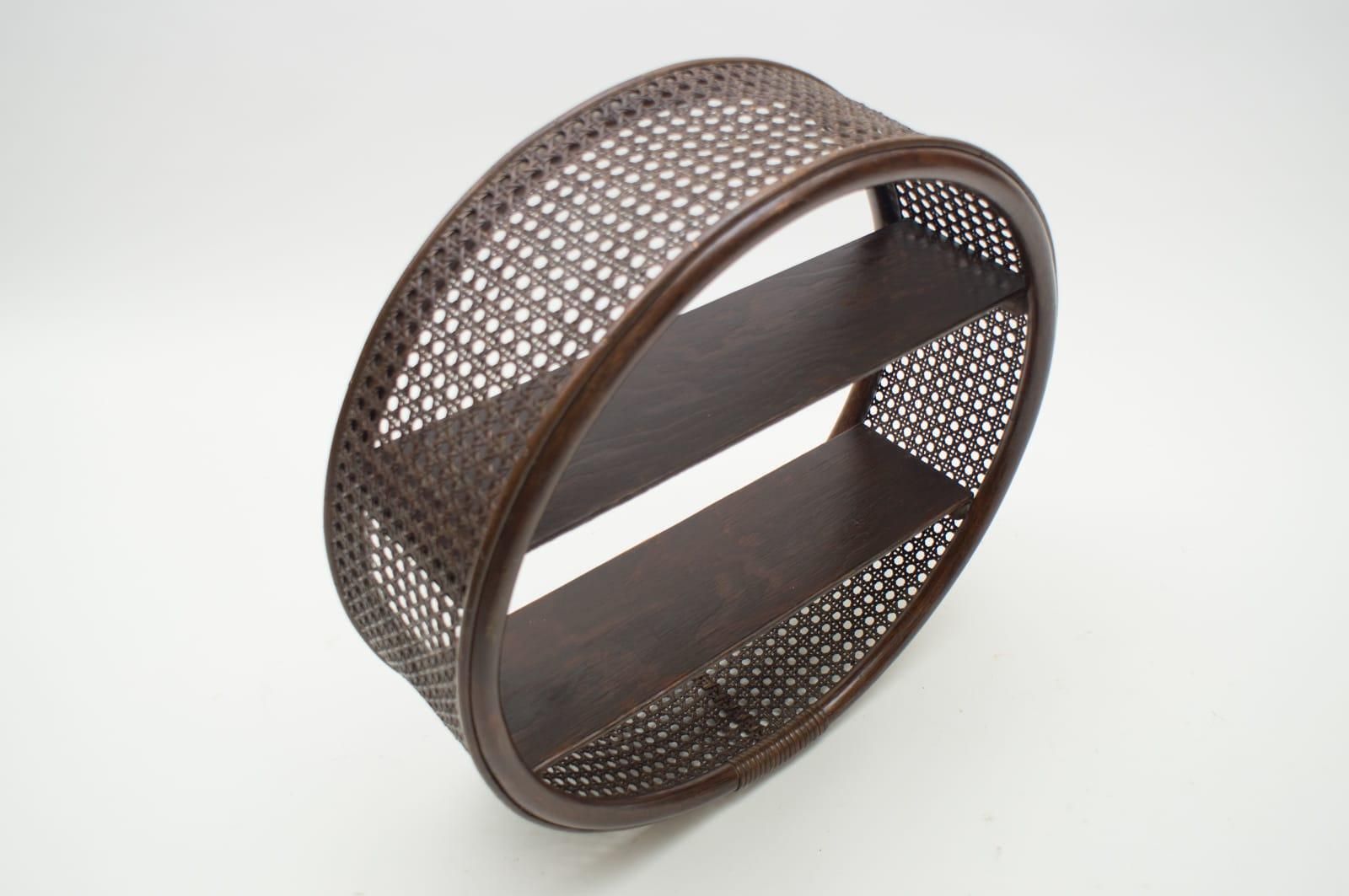 Round Bamboo And Wicker Wall Shelf, 1970s, Italy photo Furniture
