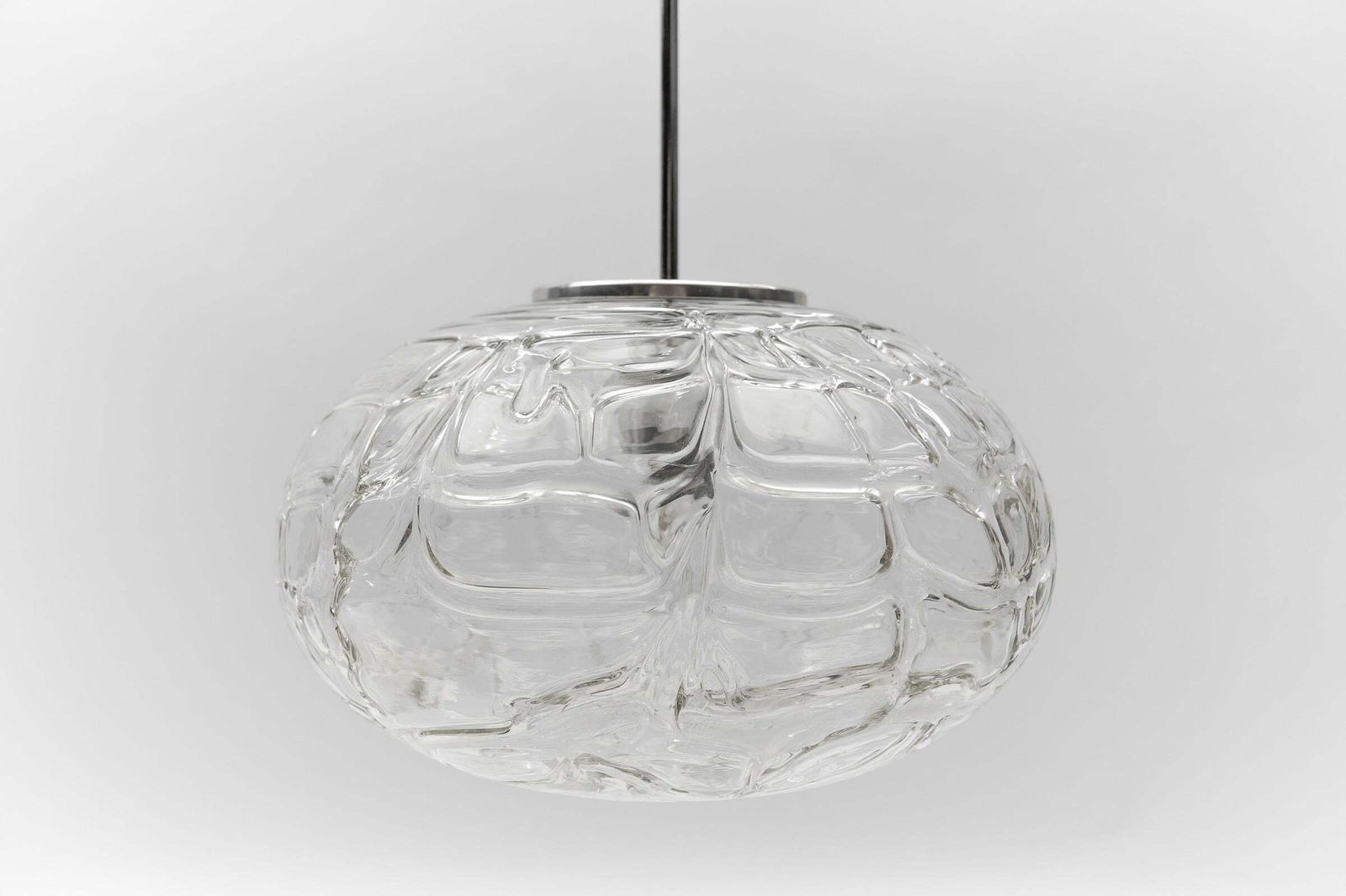 Large Oval Murano Clear Glass Ball Pendant Lamp By Doria, 1960s Germany photo buy