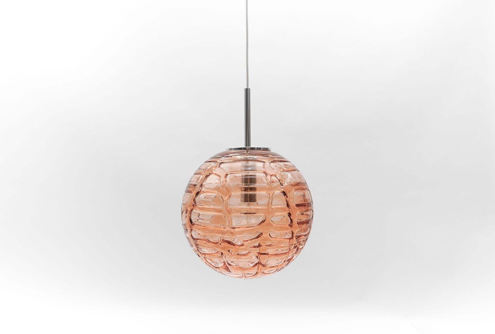 Large Murano Pink Glass Ball Pendant Lamp By Doria, 1960s Germany photo Lighting