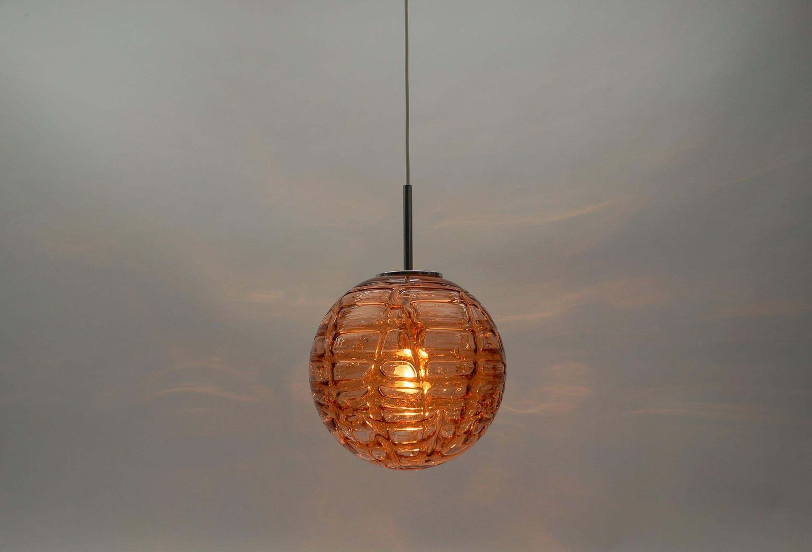 Large Murano Pink Glass Ball Pendant Lamp By Doria, 1960s Germany photo 977.0