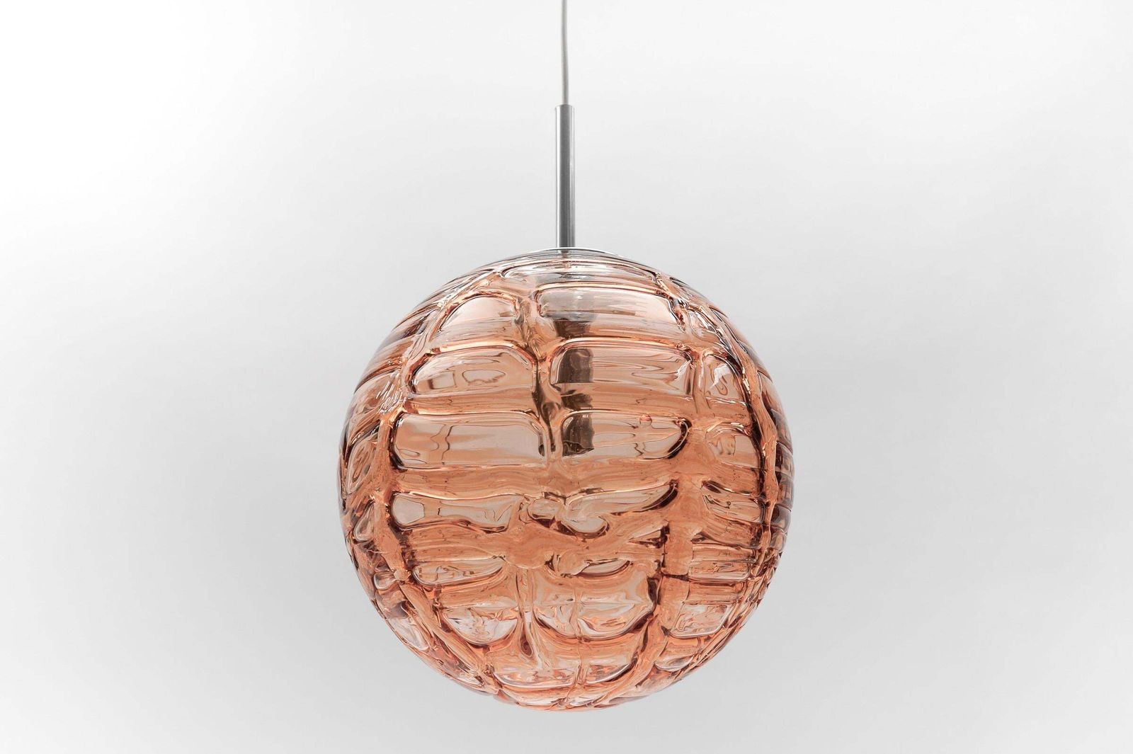 Large Murano Pink Glass Ball Pendant Lamp By Doria, 1960s Germany photo vinterior