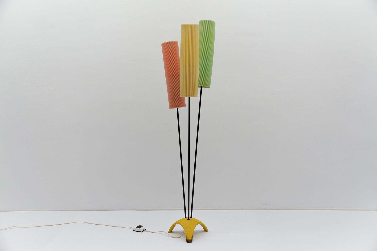 Tripod Floor Lamp With Pleated Blind Lampshade Mid Century Modern, 1960s photo furniture