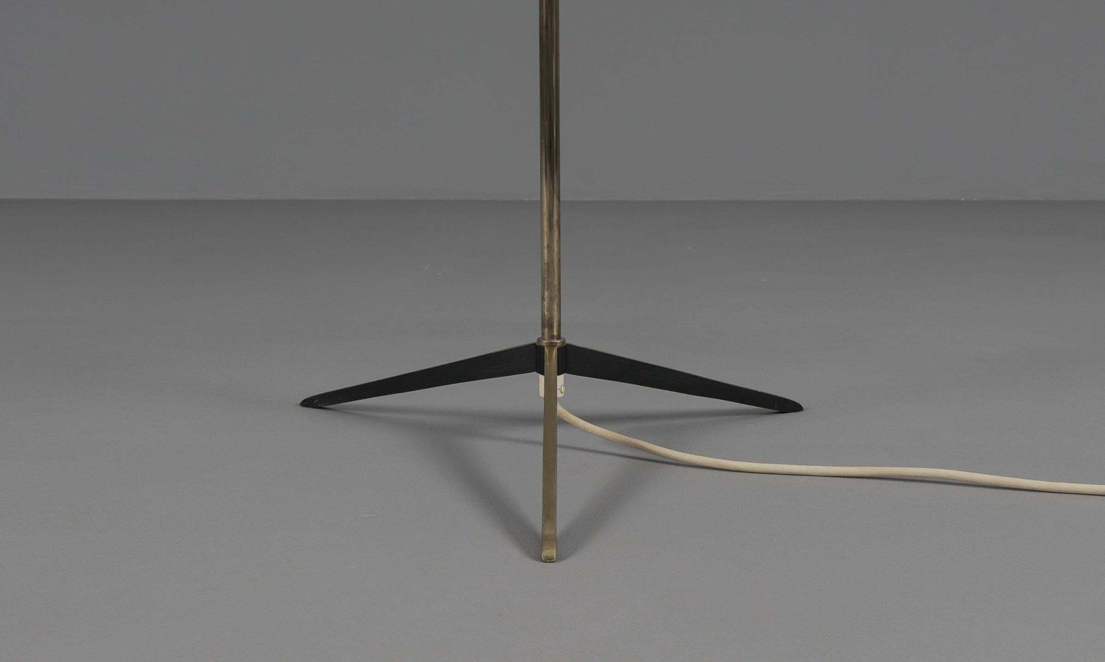 Elegant Tripod Floor Lamp With Two Glass Shades, 1950s photo vinterior