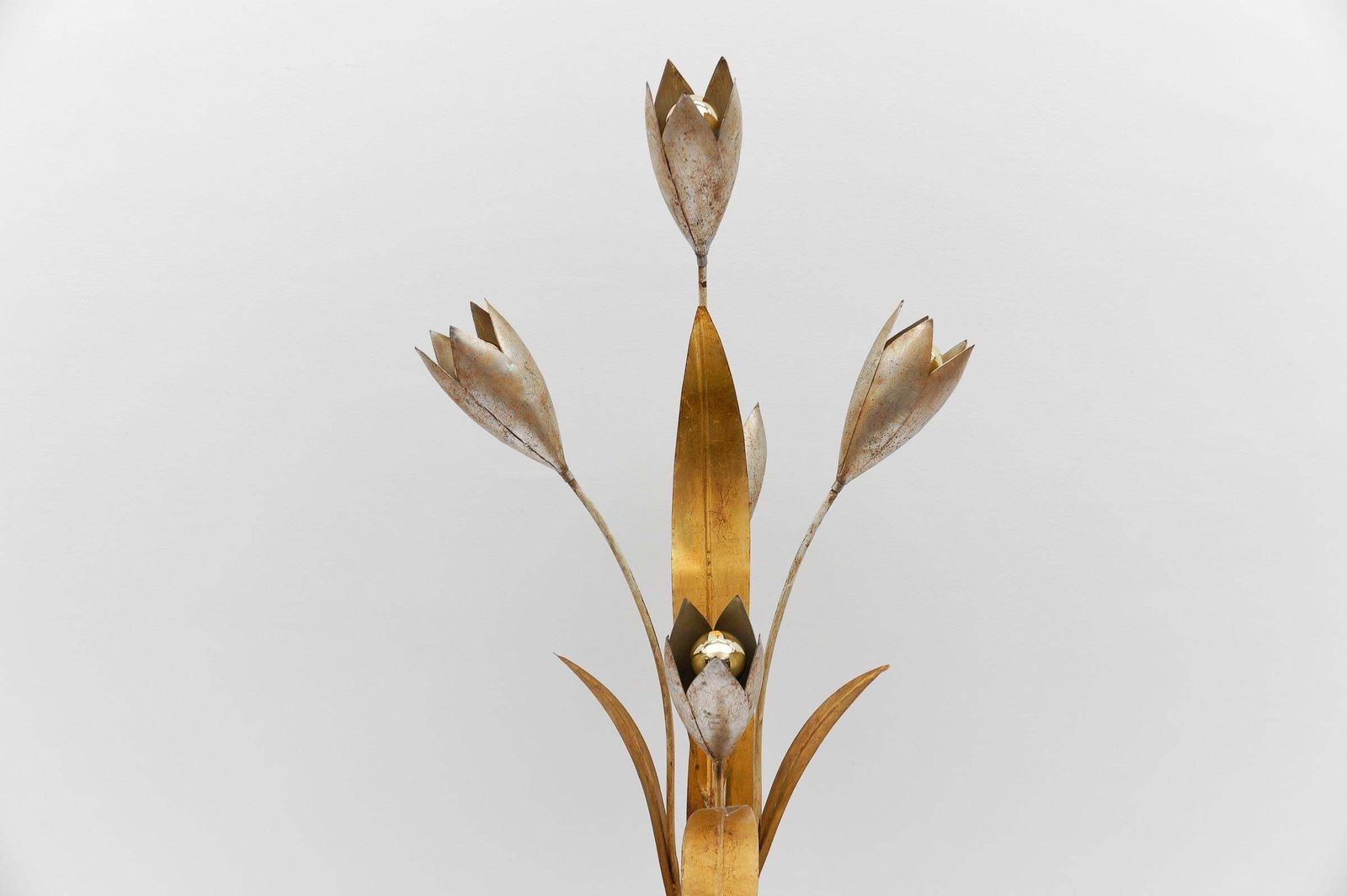 Amazing Gilded Floral Floor Lamp By Hans Kögl, Germany, 1960s photo vinterior