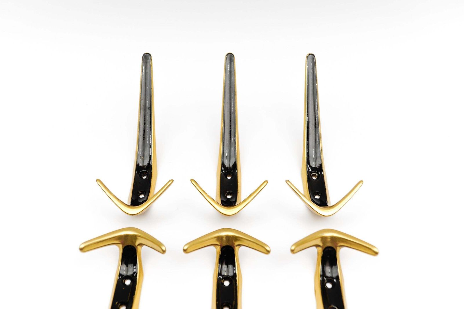 Furniture Set Of 6 Mid Century Modern Brass Wall Hooks, Austria, 1960s photo