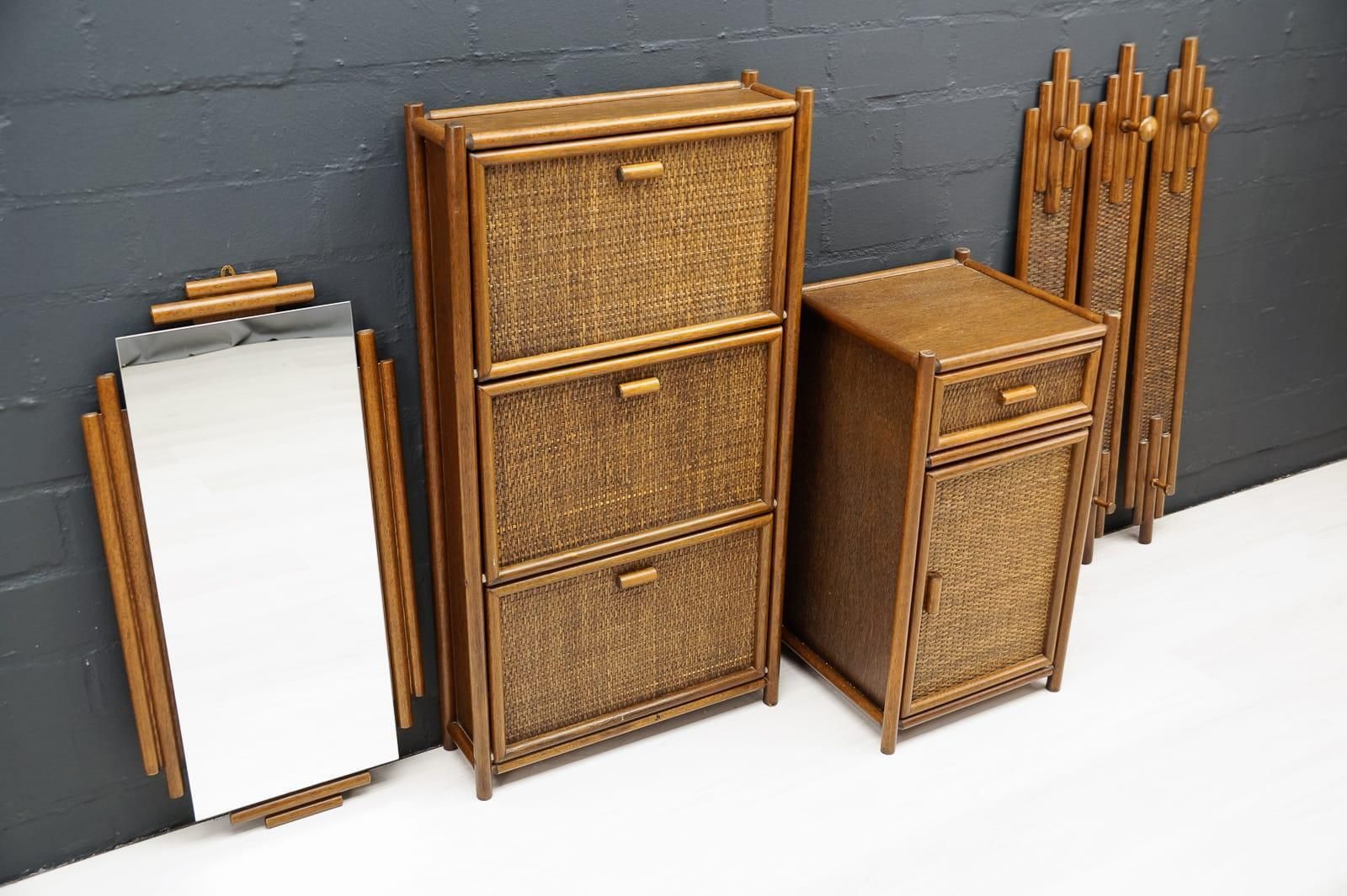 Lovely Rattan Wardrobe Set, 1970s Italy photo Furniture