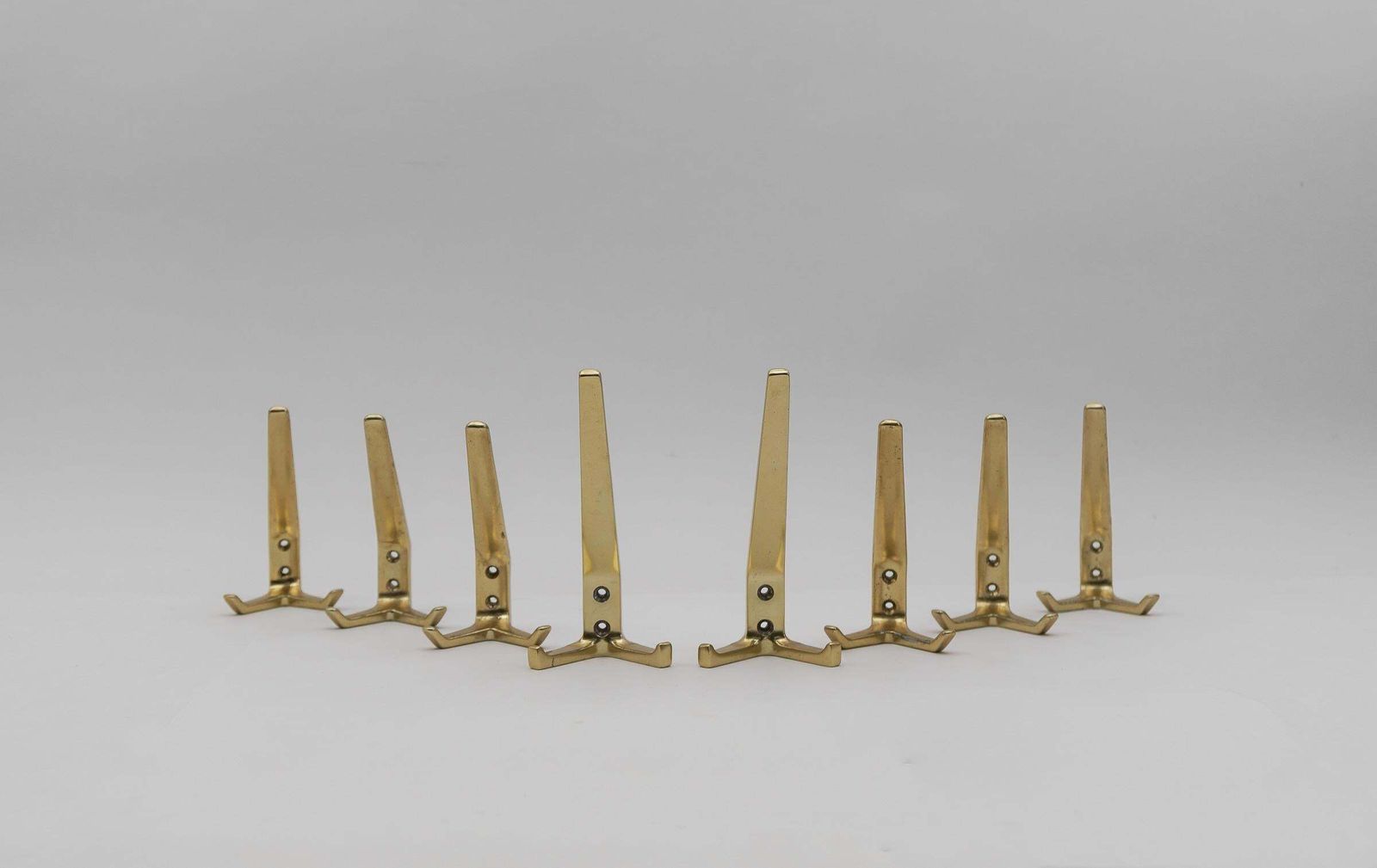 Set Of 8 Mid Century Modern Brass Wall Hooks, Austria, 1960s photo furniture