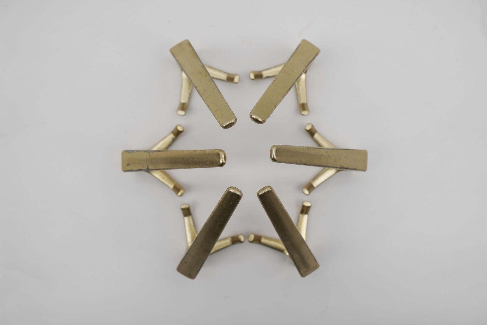 photo for sale Set Of 8 Mid Century Modern Brass Wall Hooks, Austria, 1960s