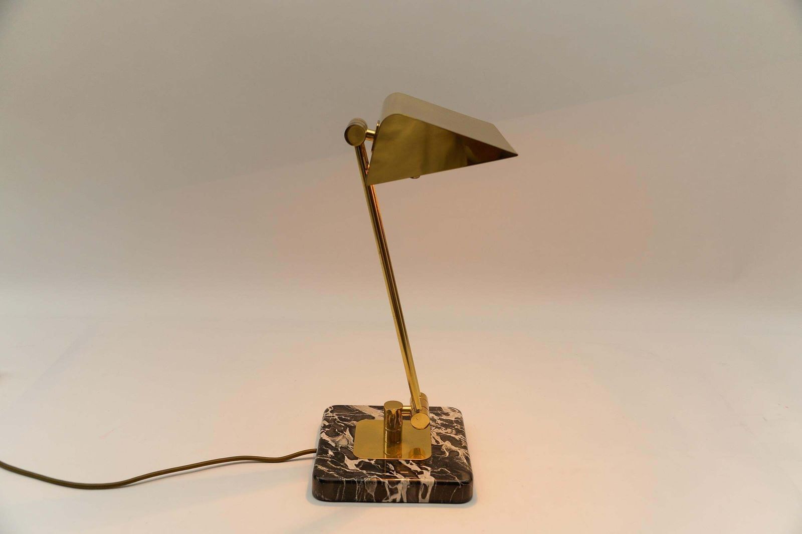 Golden Bankers Table Lamp On Marble Foot, 1960s photo 679.0