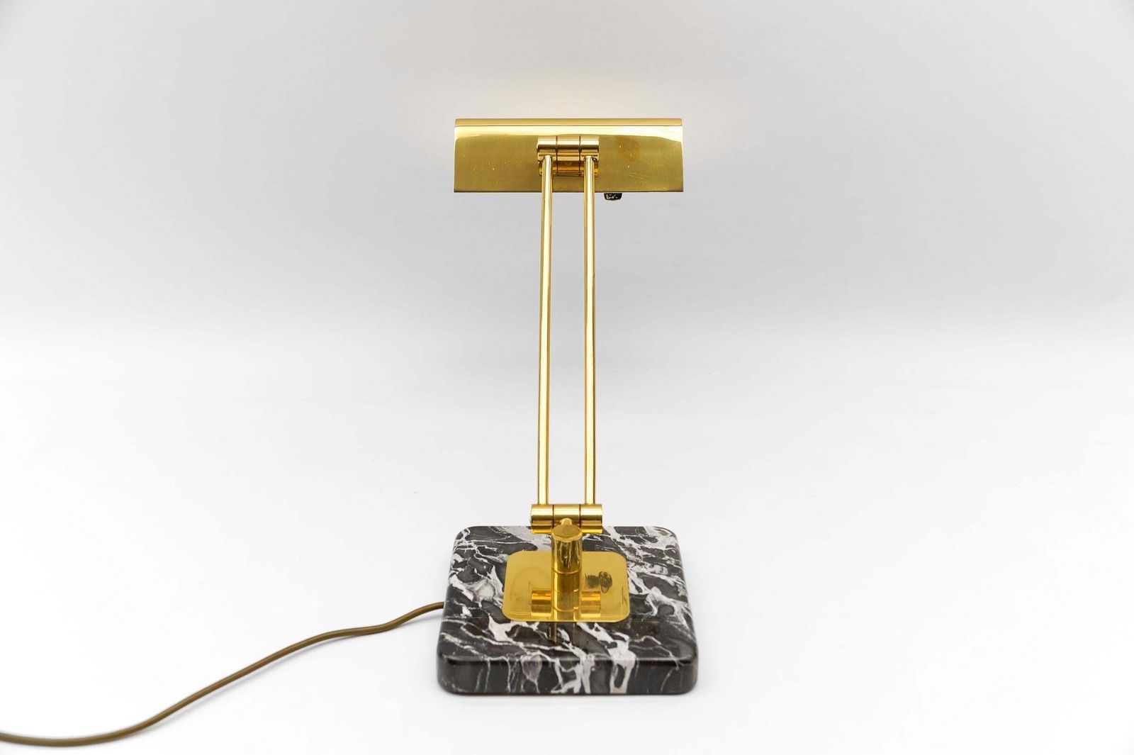 Golden Bankers Table Lamp On Marble Foot, 1960s photo vintage