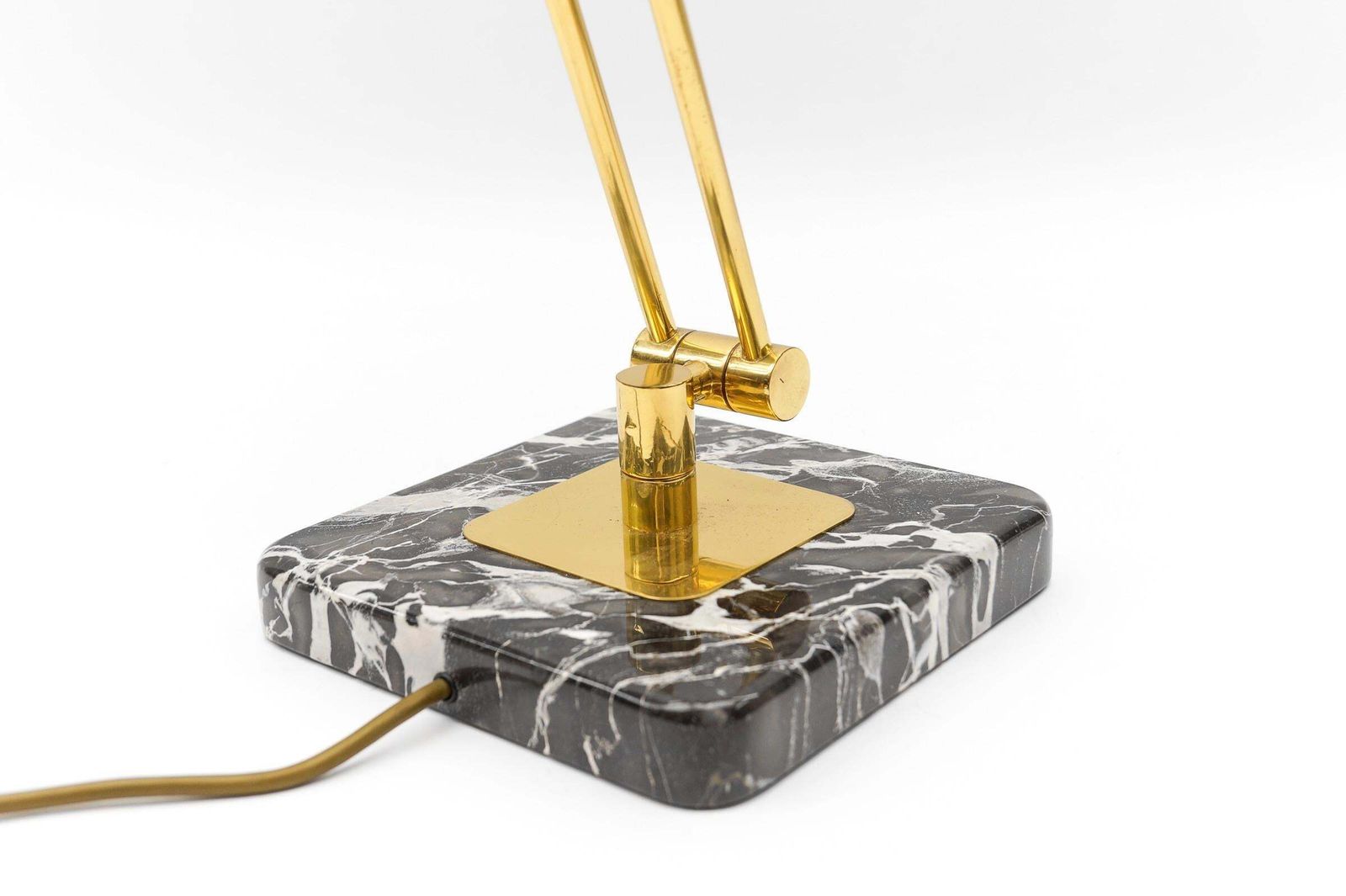 679.0 Golden Bankers Table Lamp On Marble Foot, 1960s photo
