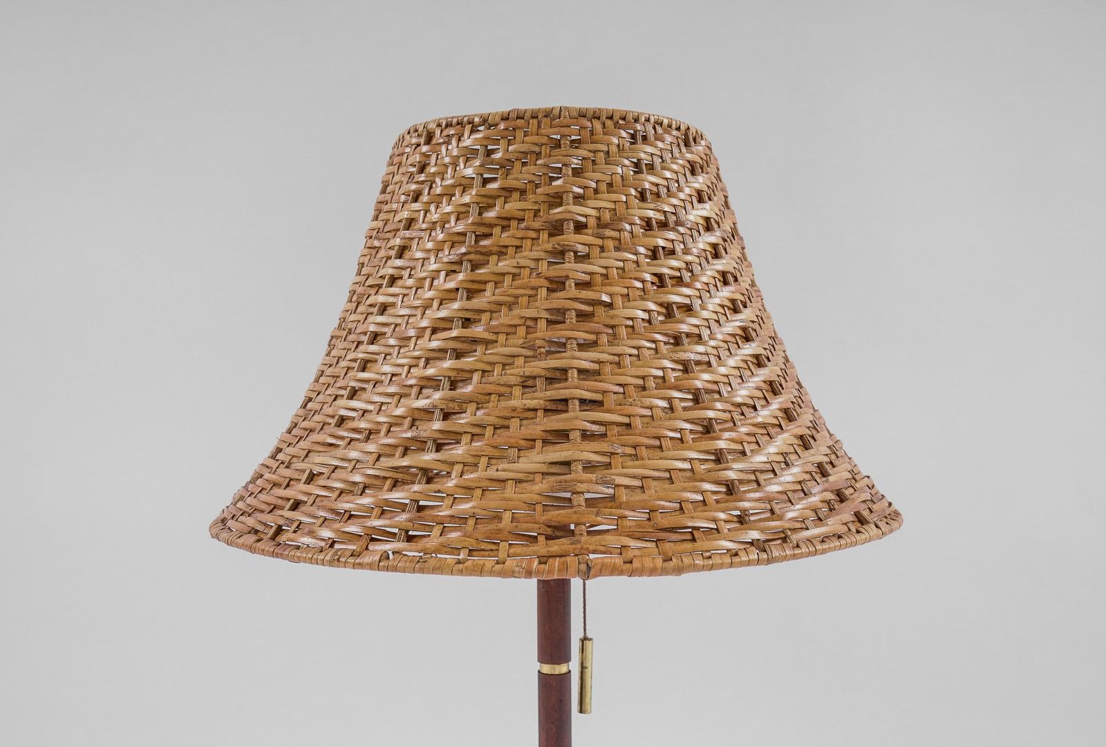 photo buy Lovely Mid Century Modern Table Lamp In Brass, Wicker And Teak, 1950s, Austria
