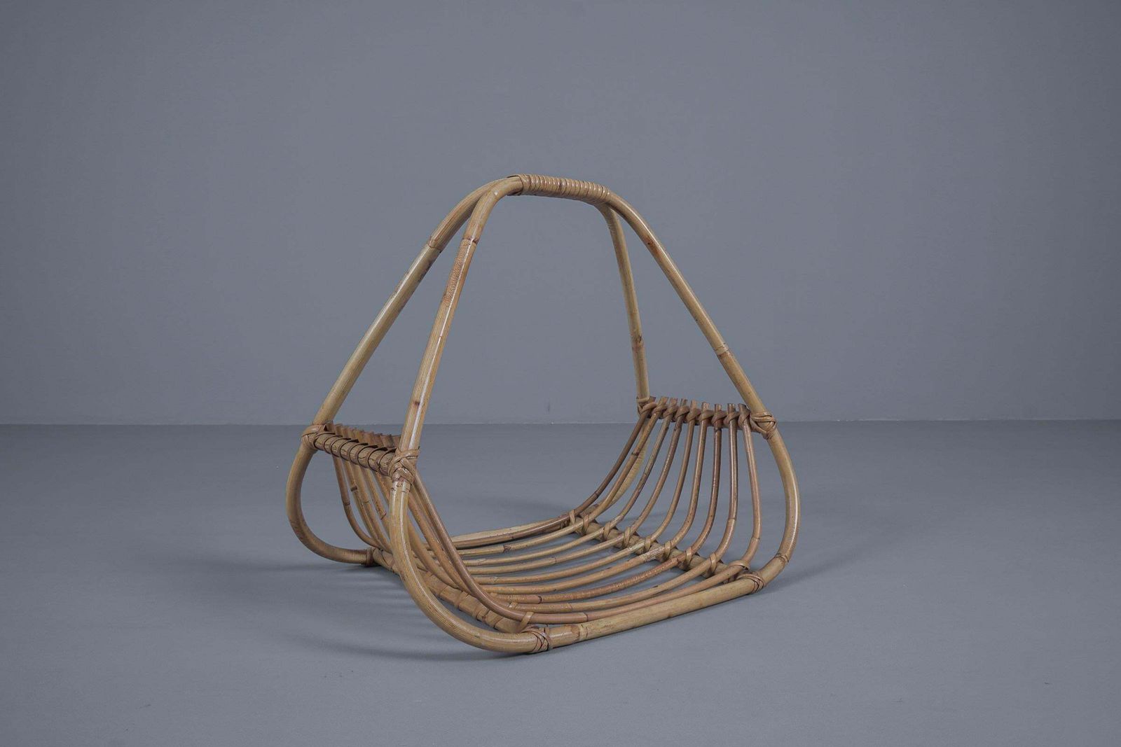 Mid Century Modern Italian Rattan Magazine Rack, 1960s photo for sale
