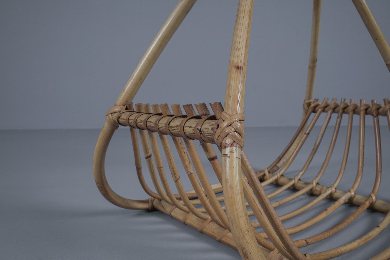 Mid Century Modern Italian Rattan Magazine Rack, 1960s photo 637.0