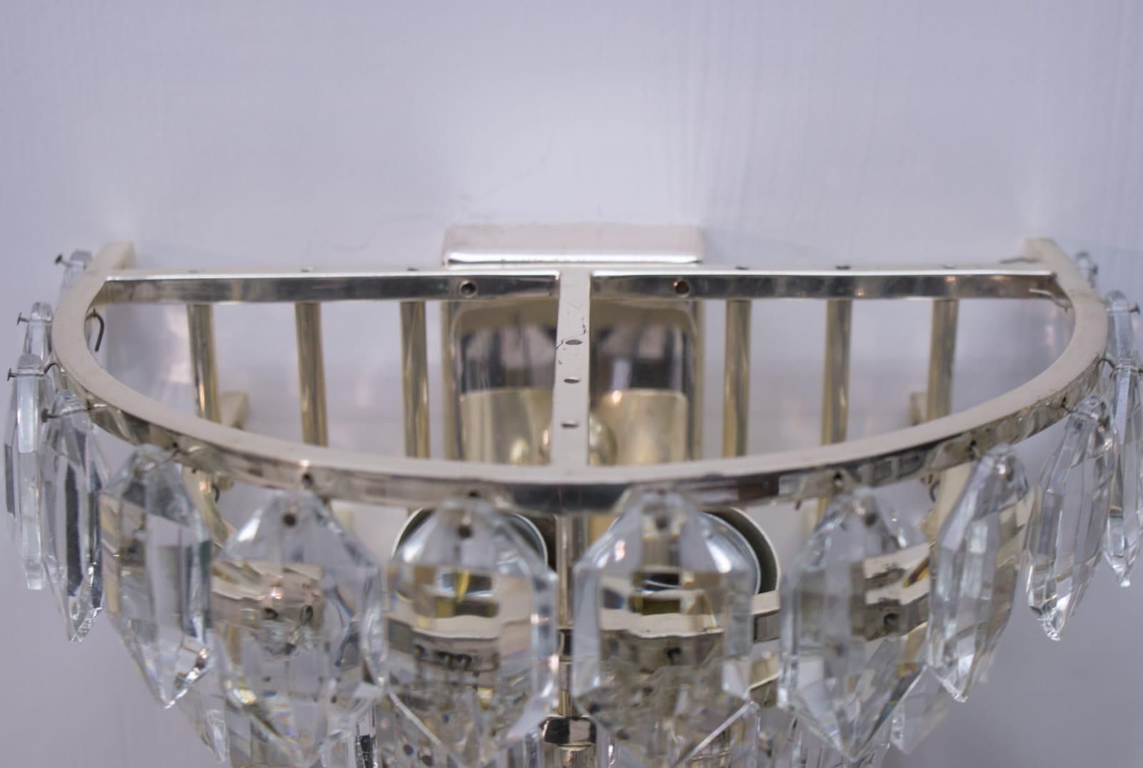 photo furniture Pair Of Bakalowits Nickel Plated Crystal Chandelier Glass Wall Light, 1960s