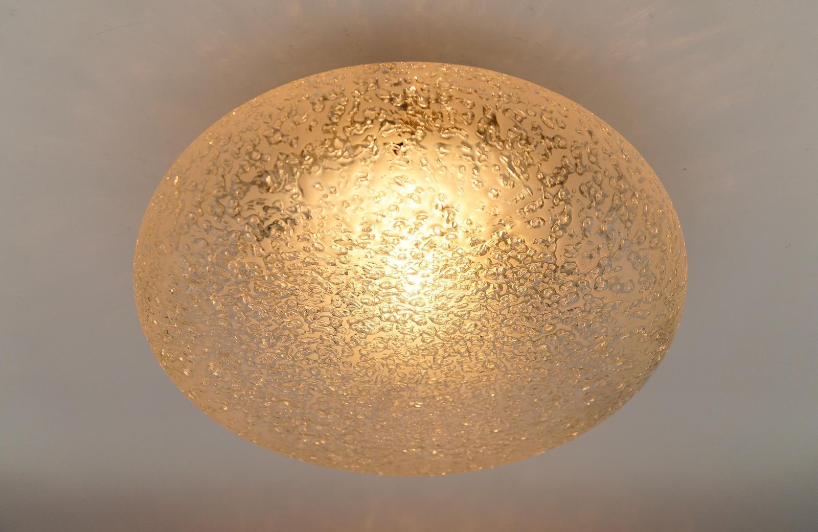 1 Of 3 Frosted Ice Glass Flush Mount From Doria Leuchten, Germany, 1960s photo vintage