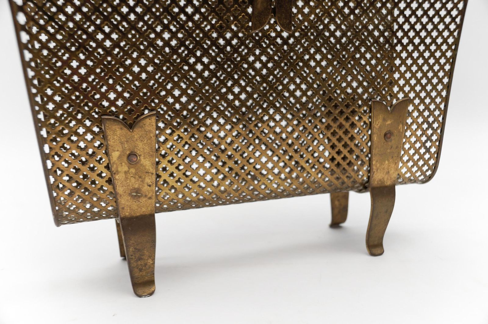 photo for sale Mathieu Mategot Style Brass And Bamboo Magazine Holder, Circa 1950s