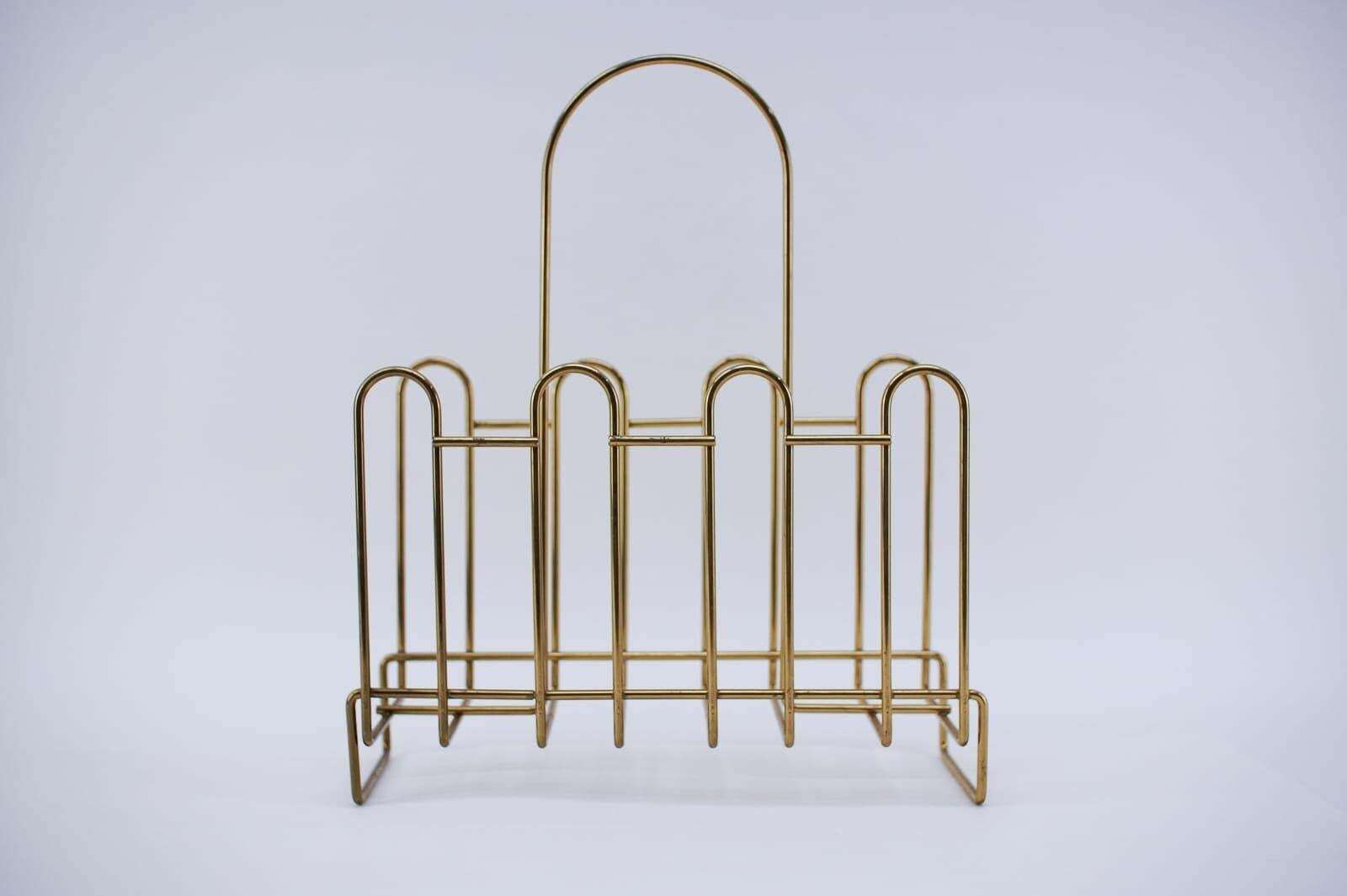 Lovely Brass Magazine Rack Mid Century Modern, 1950s, Austria photo for sale