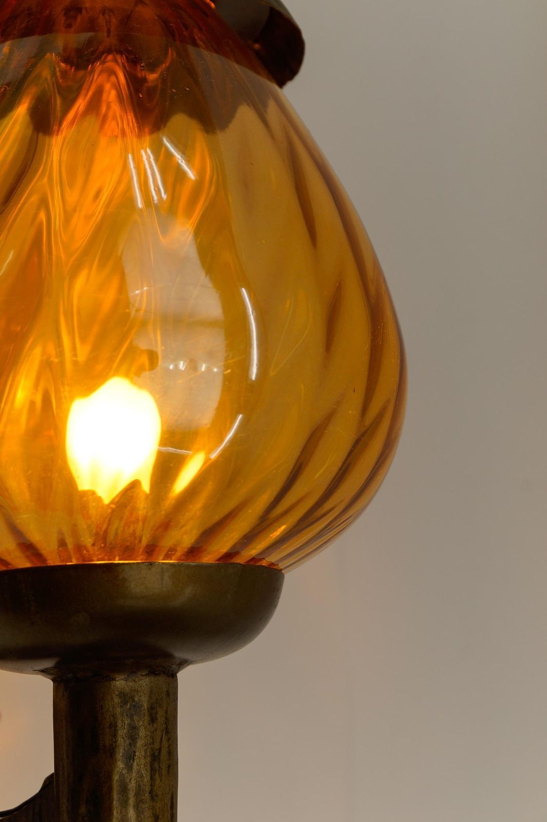 Lighting Huge French Hand Forged Iron And Glass Wall Lamp, 1960s photo