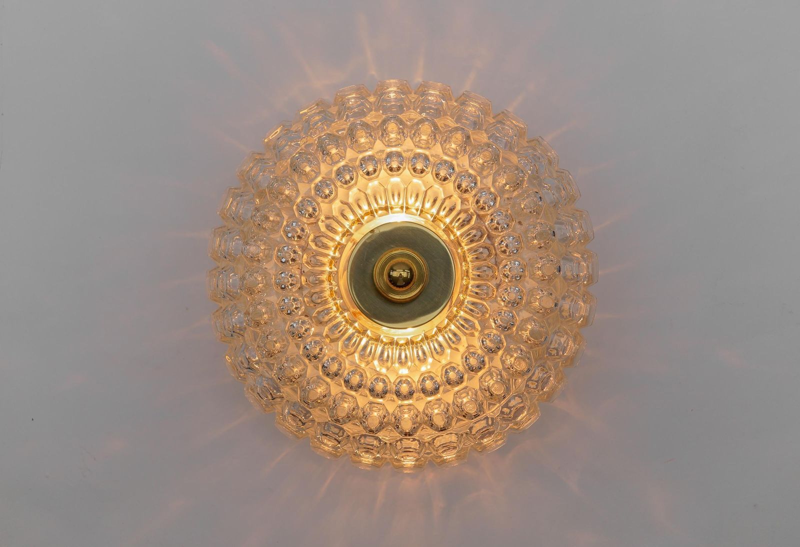1 Of 4 Large Flush Mount Lamp In Glass By Limburg, Gerrmany 1960s photo vinterior