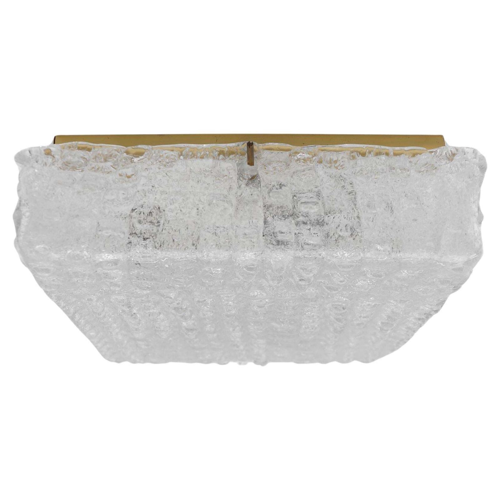 Murano Glass Flush Mount Lamp With Crocodile Skin Surface Texture By Hillebrand