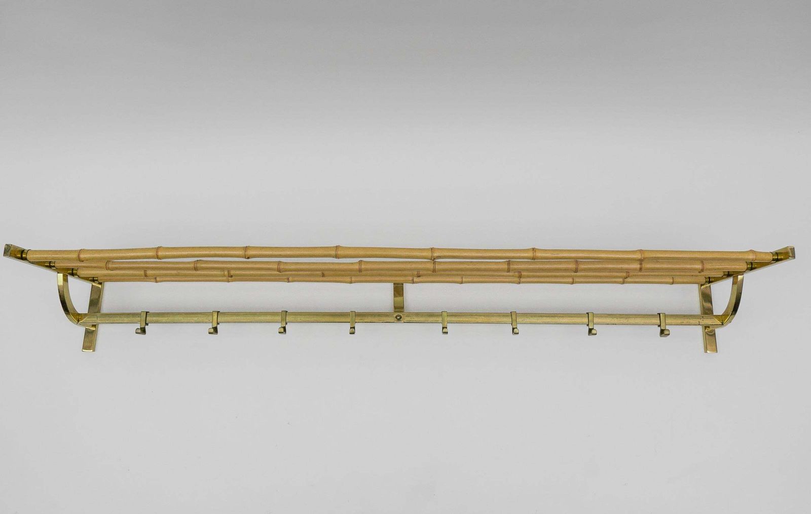 Large Brass And Bamboo Wall Coat Rack, 1960 Italy photo furniture