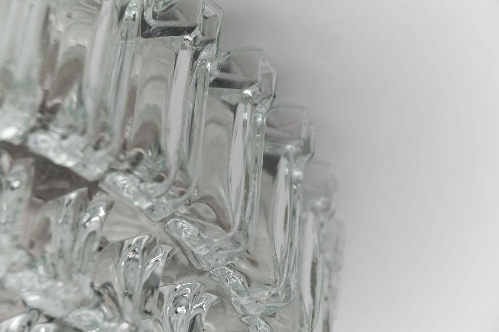 photo furniture Elegant Four Tier Crystal Glass Flush Mount Light By Limburg, 1960s Germany