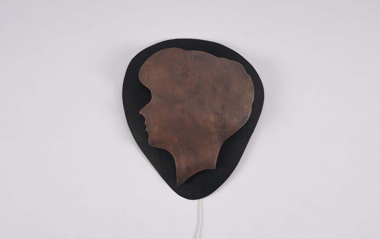 Handmade Woman's Head Wall Lamp In Solid Copper And Metal photo furniture