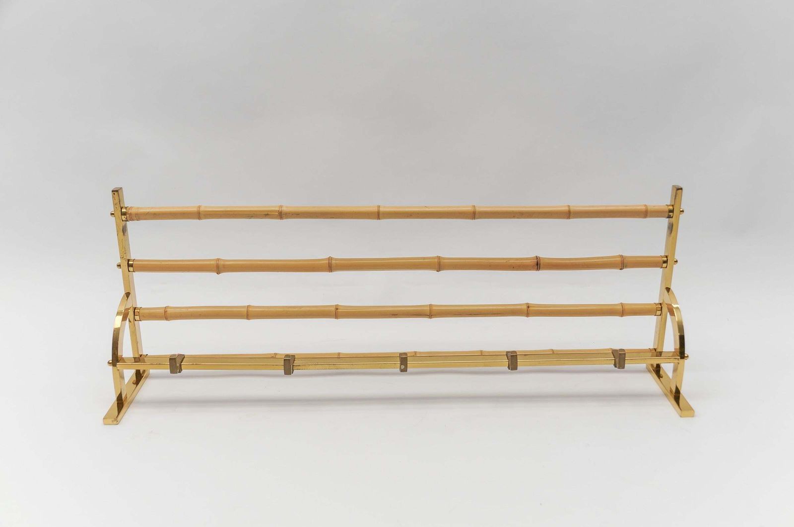 photo furniture Rare Set Of Brass And Bamboo Coat Rack And Umbrella Stand, 1950 Italy