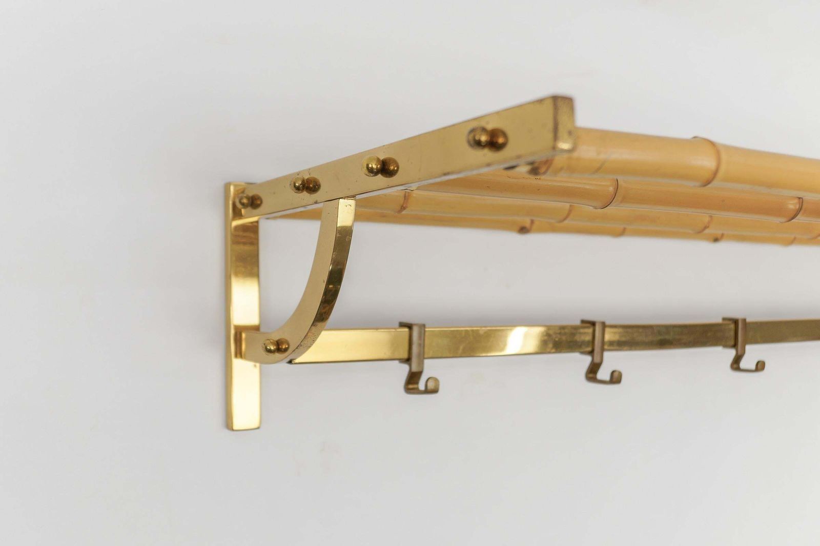 1274.0 Rare Set Of Brass And Bamboo Coat Rack And Umbrella Stand, 1950 Italy photo