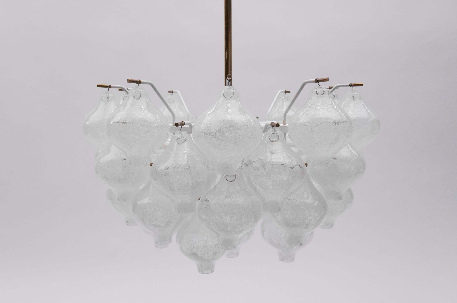 Large Ice Glass Chendelier "Tulipan" By J.T. Kamlar Franken Kg, 1960s Austria photo for sale