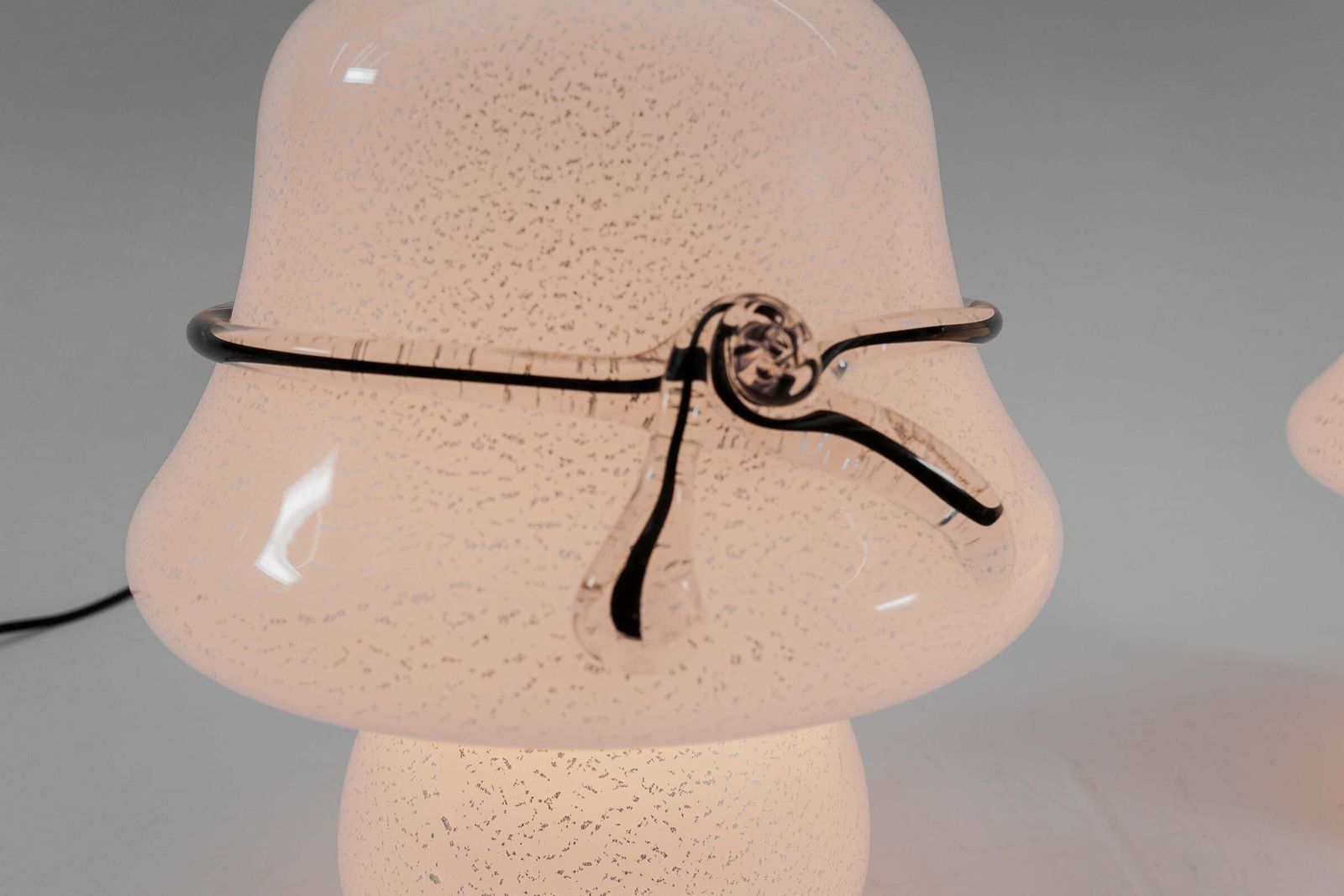 photo buy Pair Of Murano Mushroom Table Lamps With Enclosed Silver Platelets, 1960s