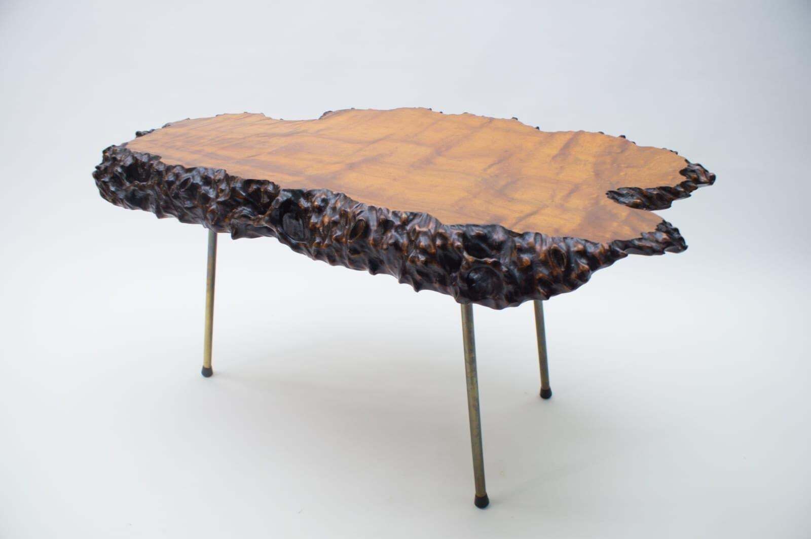 Nakashima Style Burl Wood Tripod Side Table photo furniture
