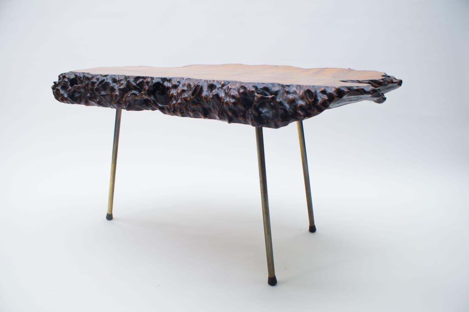 Nakashima Style Burl Wood Tripod Side Table photo for sale