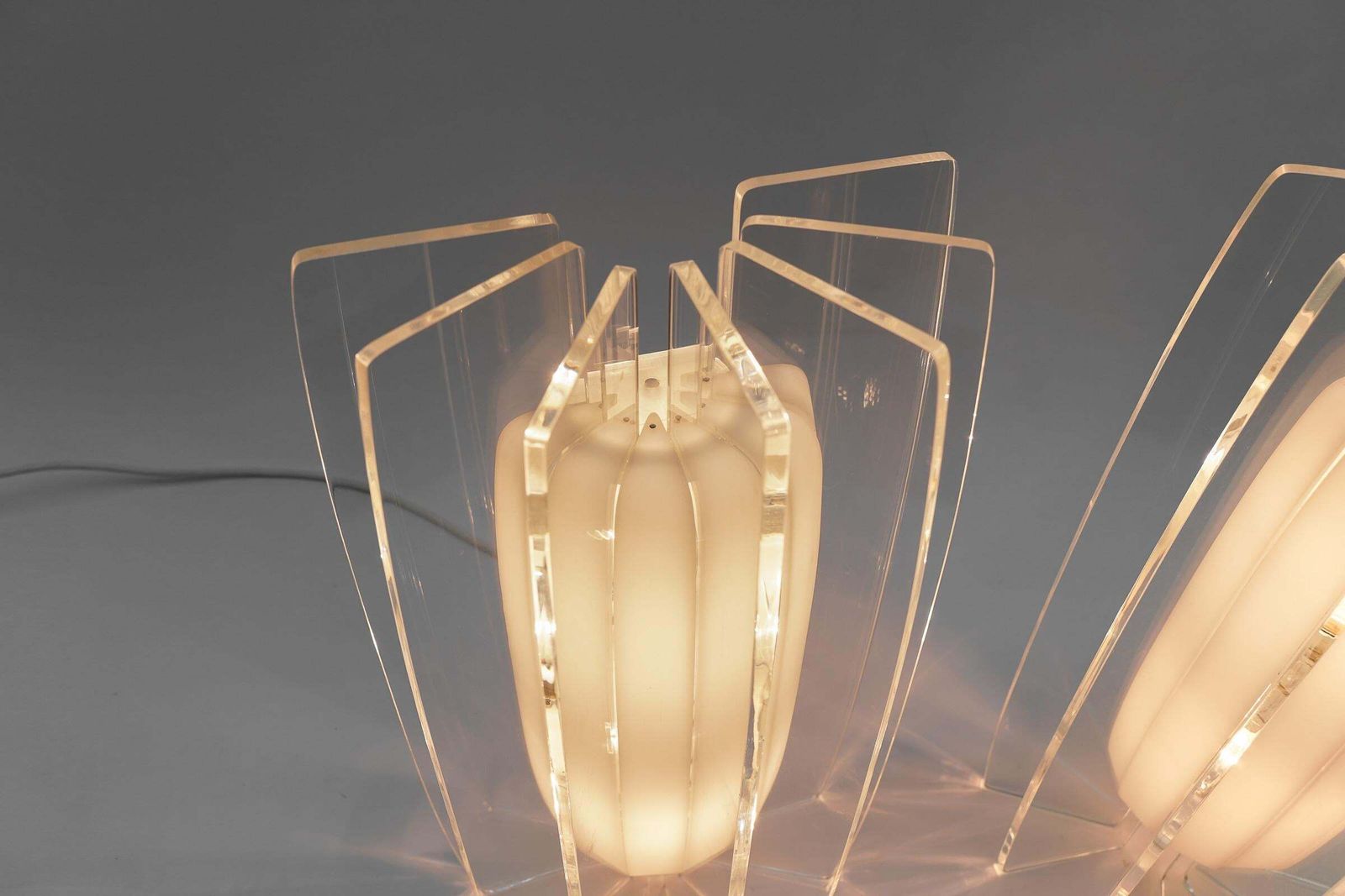photo for sale Pair Of Awesome Large Acrylic Fan Wall Lamps, 1960s