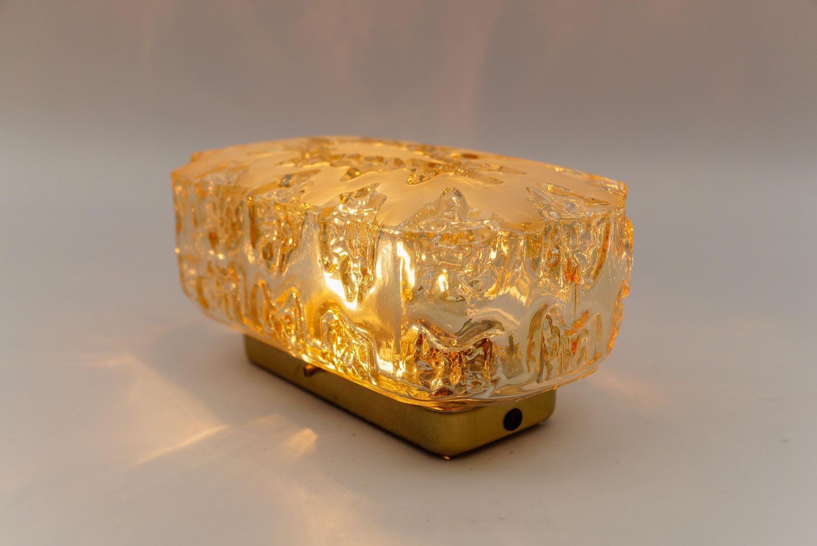 Lighting 1. Of 3 Amber Glass Sconce Or Wall Lamp By Limburg, 1960s Germany photo
