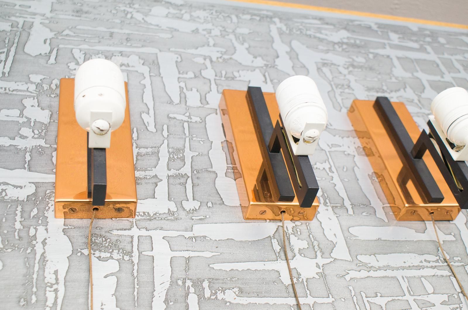 Midcentury Copper And Milk Glass Tubes Wall Lamp, Austria, 1960s photo vinterior
