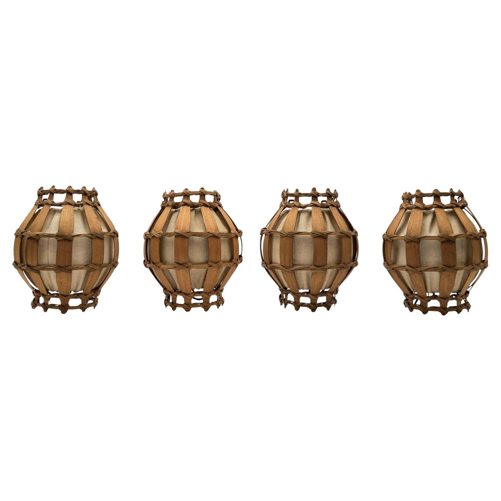 Set Of Four French Provincial Wooden Wall Lamps / Sconces, 1960s