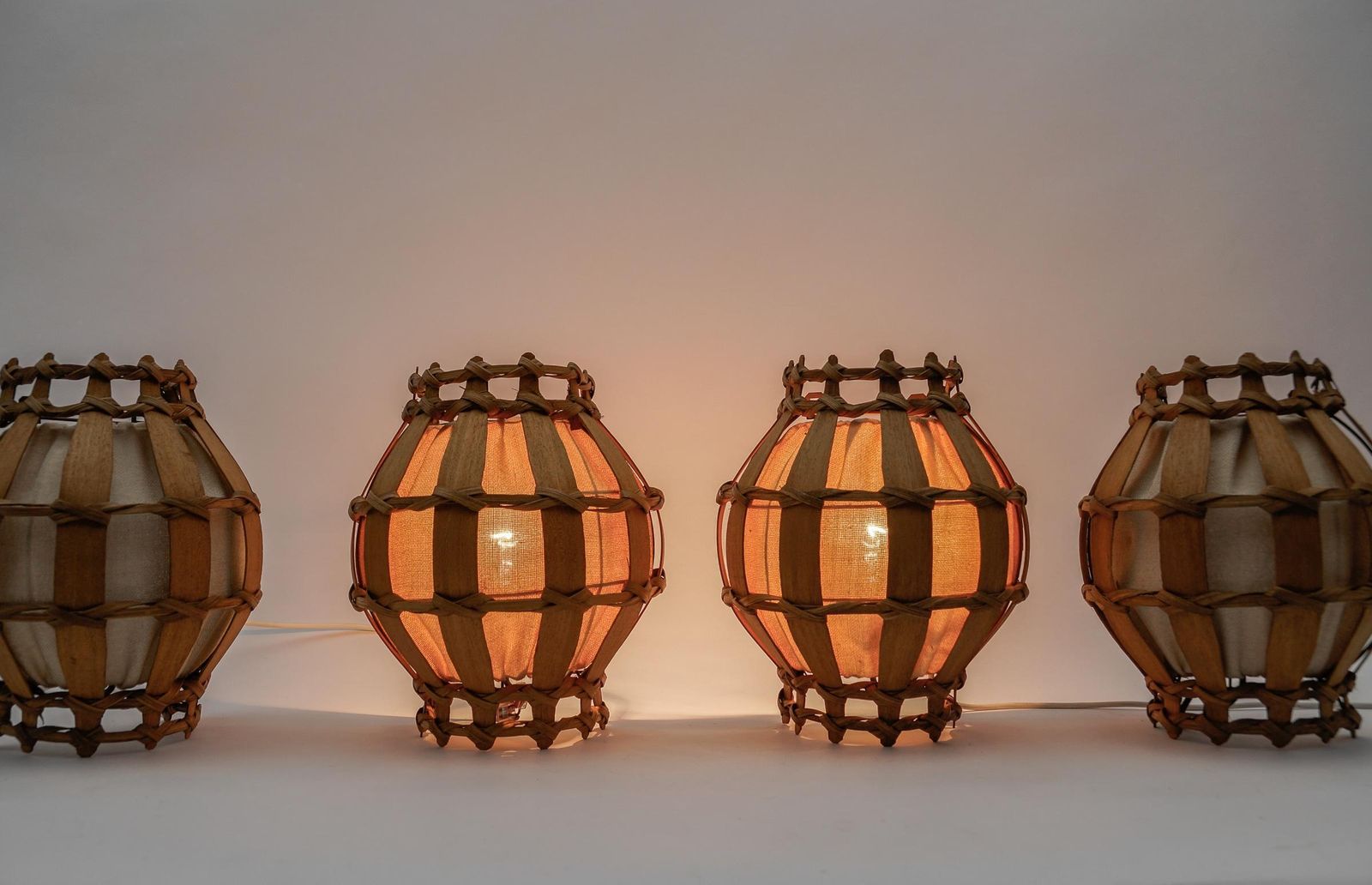 Lighting Set Of Four French Provincial Wooden Wall Lamps / Sconces, 1960s photo